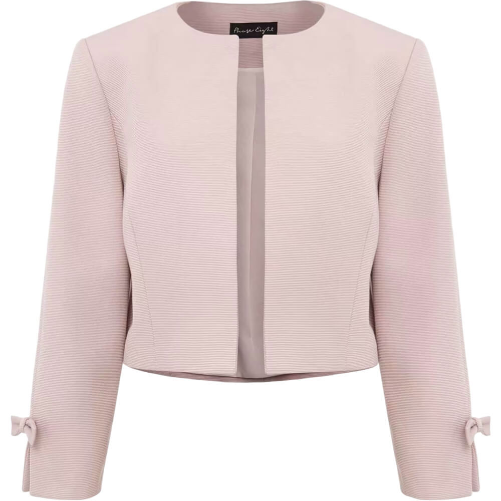 Phase Eight Zoelle Peplum Pale Pink Bow Jacket